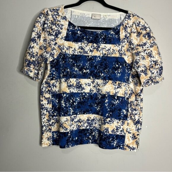 Anthropologie Postmark Floral Striped Textured Top, size L - Picture 3 of 12